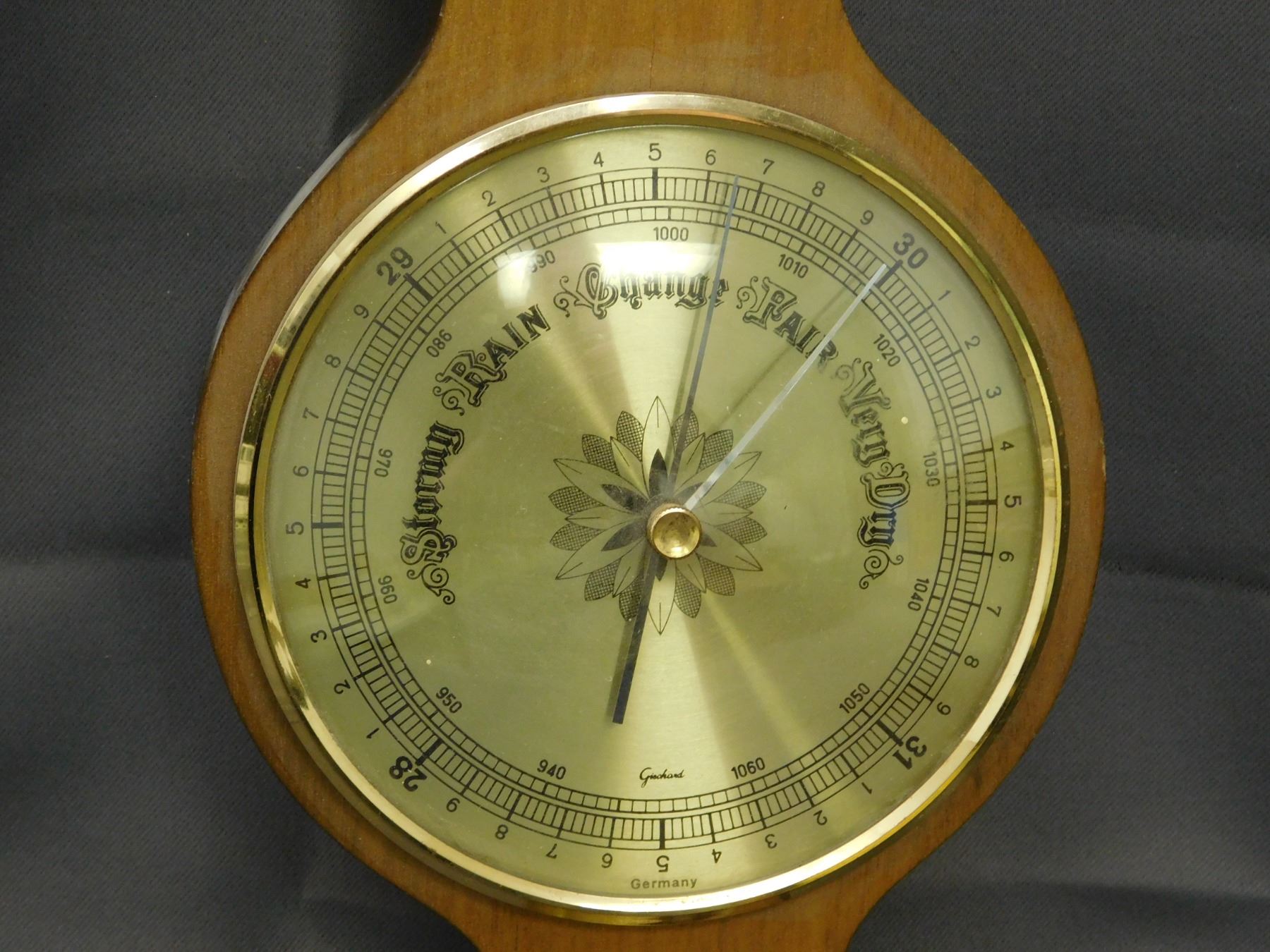 Vintage Wooden Frame Barometer Unmarked