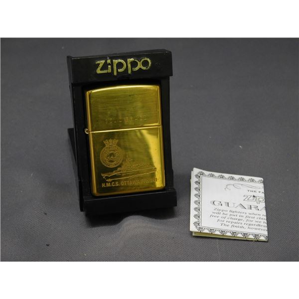 Solid Brass Zippo HMCS Ottawa FFH 341 Ship Lighter *never used*