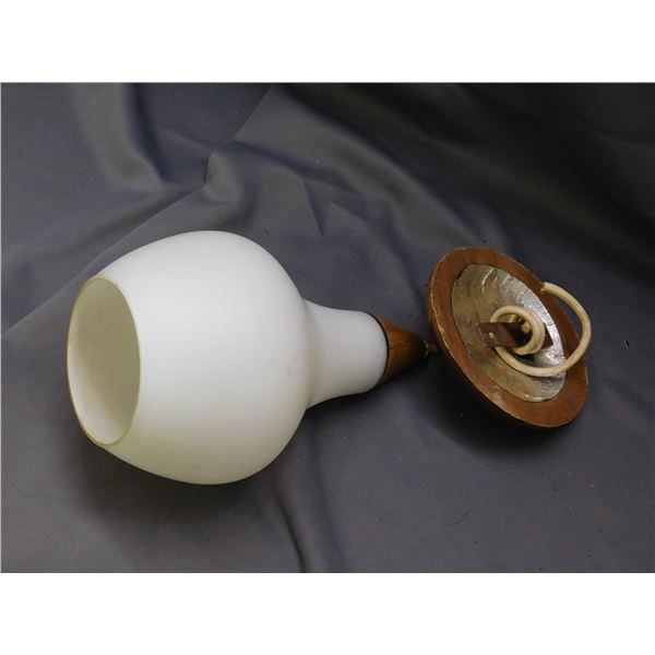 Vintage Pendant Tear Drop Ceiling Fixture with Wooden Mount.