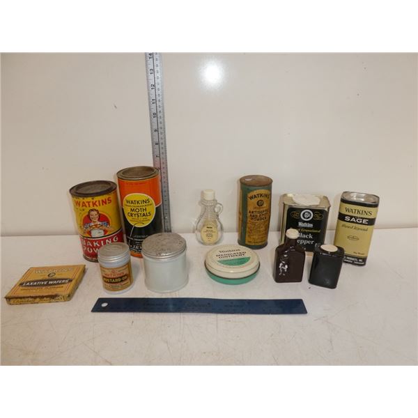 Assortment of Antique Watkins Tins