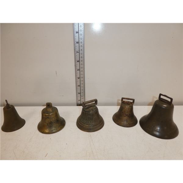 5 Antique Metal Bells