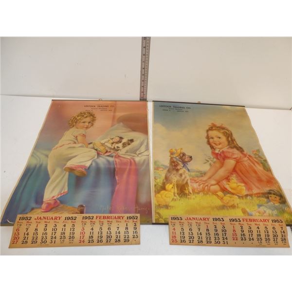 2 Antique Calendars 1952 and 1953