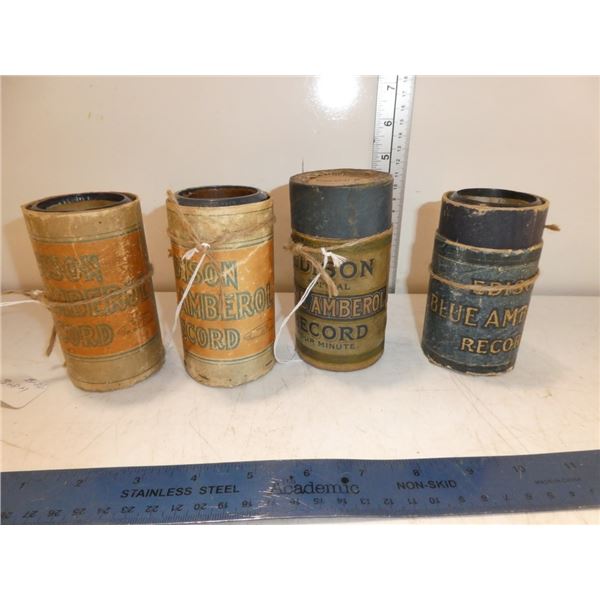 Set of 4 Edison Blue Amberol Cylinder Record Tubes