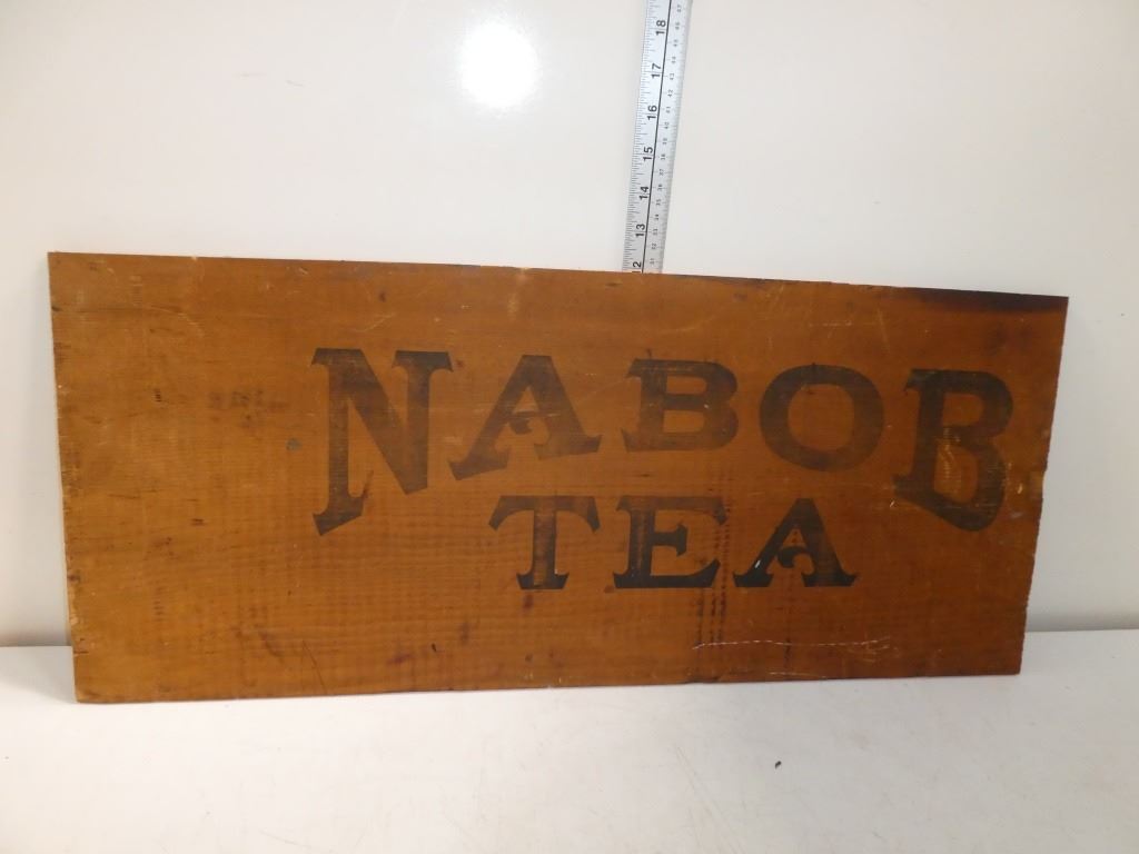 Antique Wooden Nabob Tea Sign
