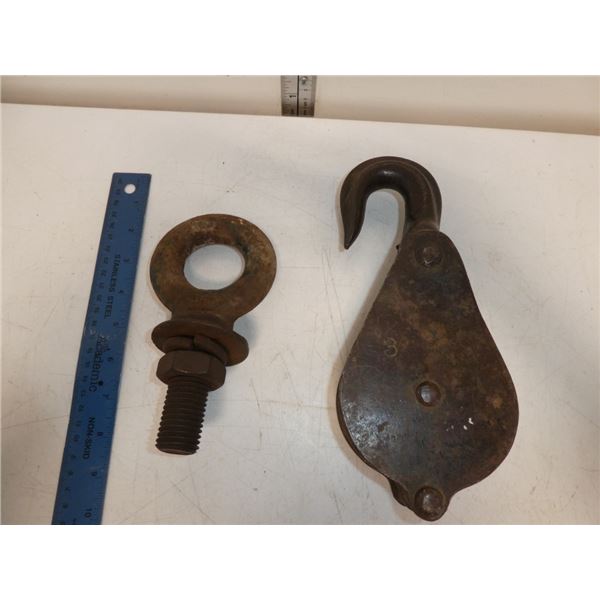 Antique Snatch Block and Eye Bolt