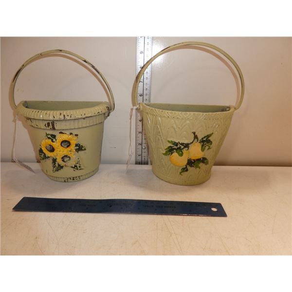 Set of 2 1950's Cast Metal Wall Pocket