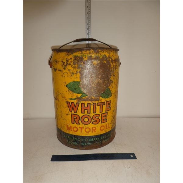 Antique White Rose Motor Oil Tin