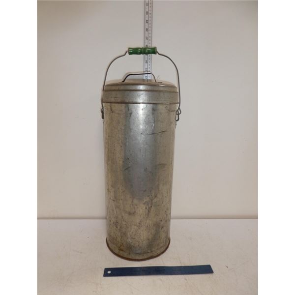 Vintage Metal  Tall Lidded Bucket