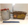 Image 1 : Vintage Galvanized Oil Can and Metal Ammunition