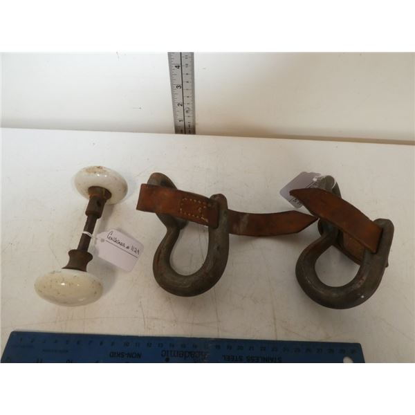 Set of Metal Hooks and Antique Doorknop