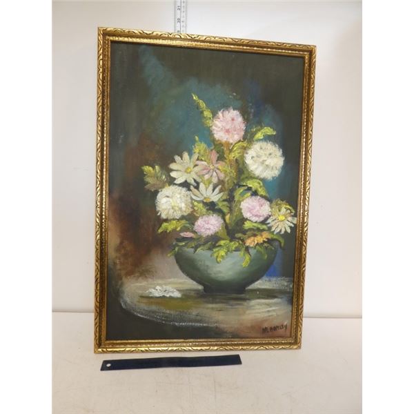 Original, Signed, Framed Planter with Flower