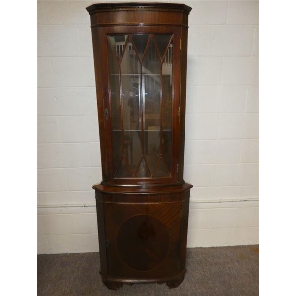 Vintage Corner China Cabinet .