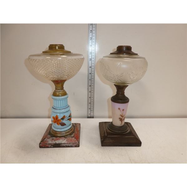 2 Antique Ceramic Oil Lamp Bases