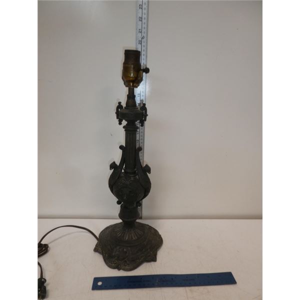 Cast Iron Lamp Holder with Eagle and Ram Sculpturs