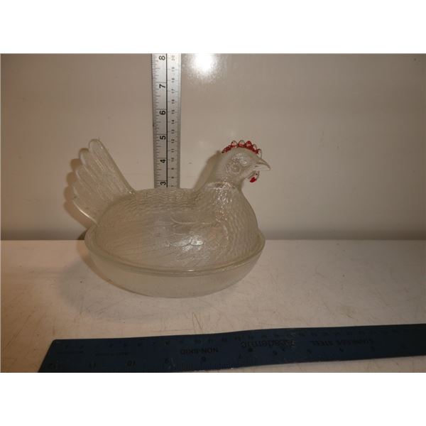 Vintage Glass Hen on Nest