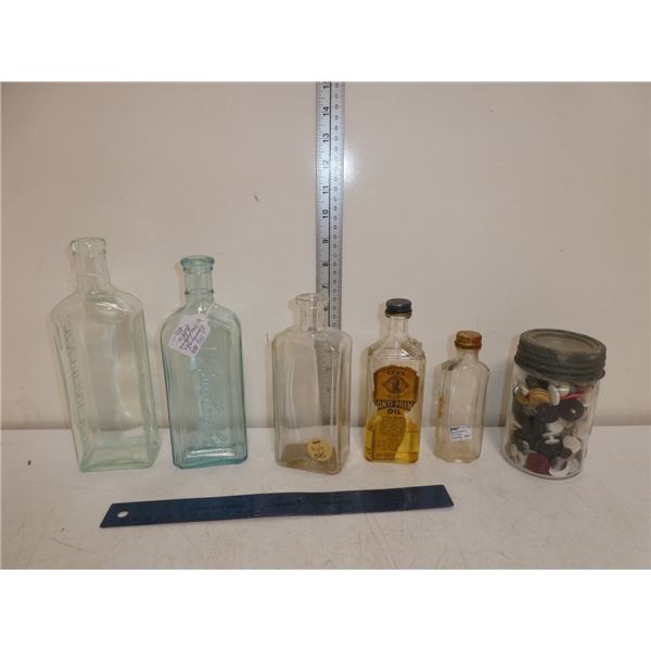 Assortment of Antique Medicine  Bottles and Jar