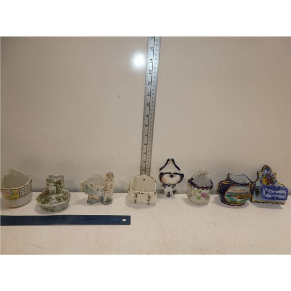 Assortment of Antique Small Ceramic Wall Pocket