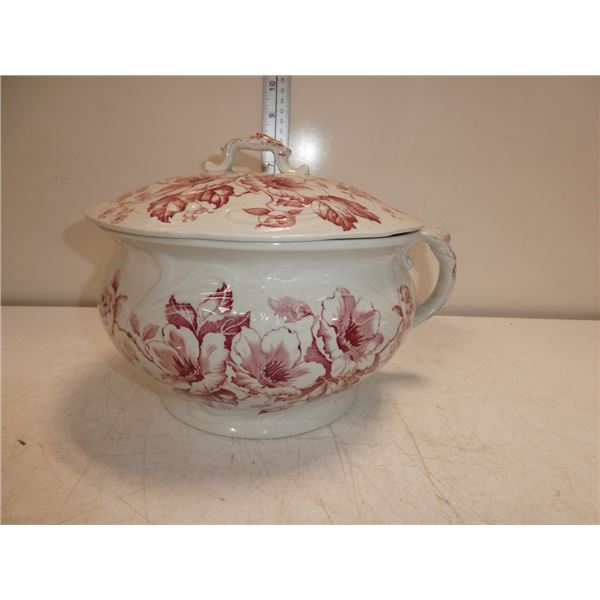 Antique Lidded Ceramic Chamber Pot "Anemon"