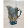 Image 1 : Vintage Footed Pitcher Iridescent Indiana Blue Can