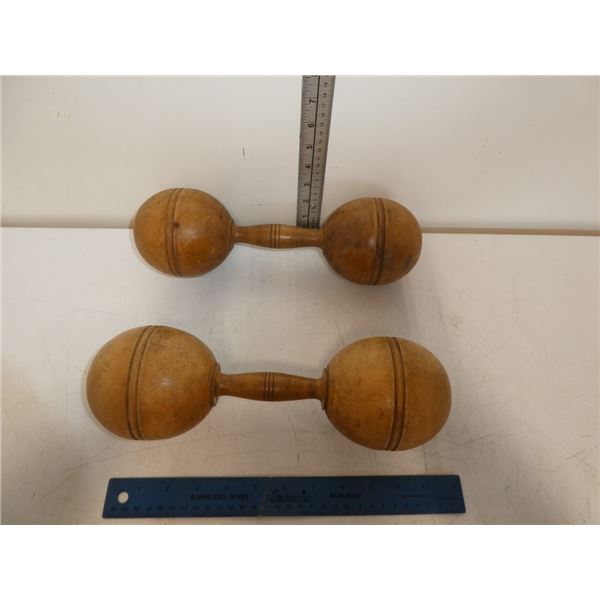 Antique Set of 2 Wooden Weights