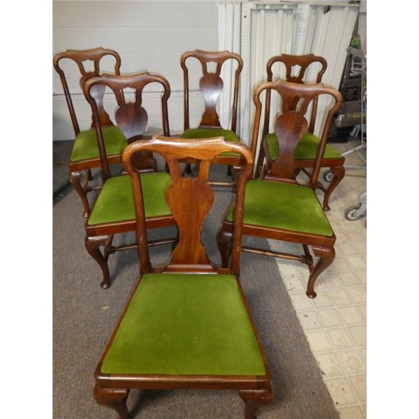 6 Antique Upholstered Dining Room Chairs