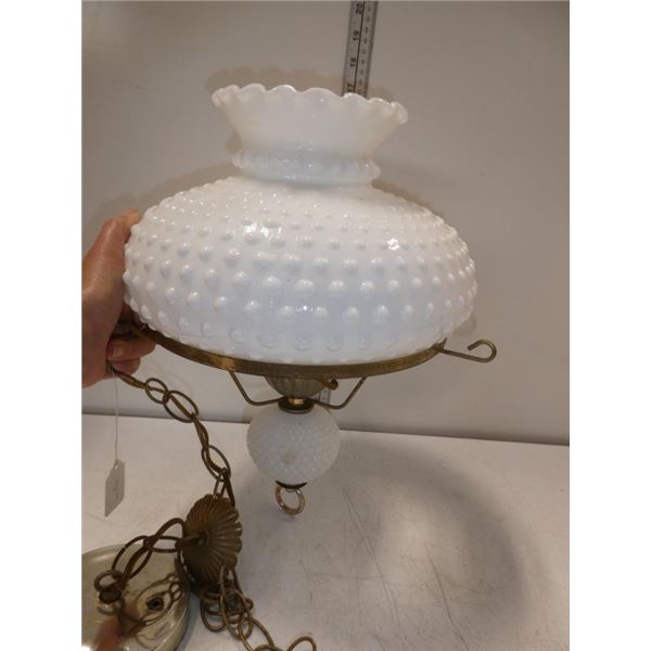 Midcentury Hobnob Milk Glass Light Fixture