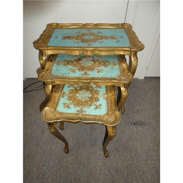 Antique Nesting Set of Ornate  Side Tables