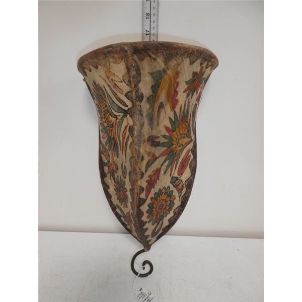 Vintage Animal Hide Handpainted Light Sconce