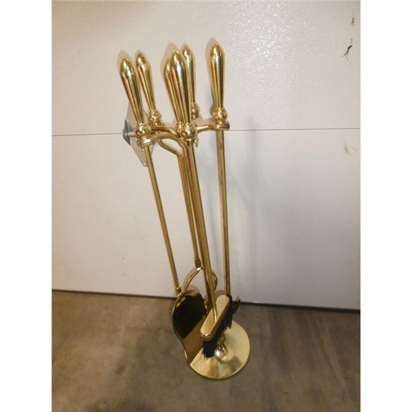 Vintage Heavy Brass Fire Place Set