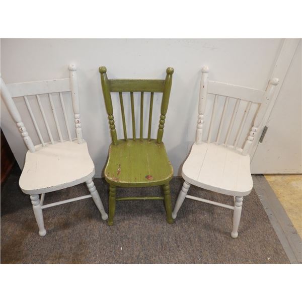 3 Vintage Wooden Children's Chairs