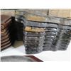 Image 2 : Qty 10 Metal Steak Plates w/ Wooden Bases & Maker's Marks 12"L