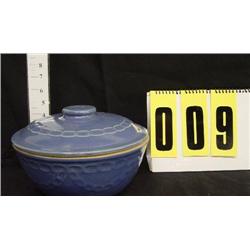 Blue crock lidded bowl