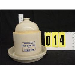 Red Wing poultry drinking fount and buttermilk feeder