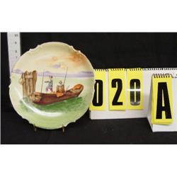 10" Limoges plate, 2 men in boat