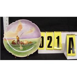 10" Limoges plate, 3 men in boat