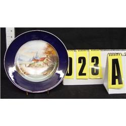 10 1/2" Limoges scenic plate, cottage on river bank