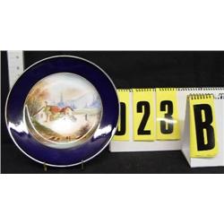10 1/2" Limoges scenic plate, cottage on river bank