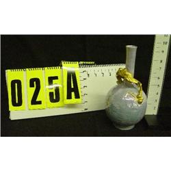 10" Limoges blue vase w/gold scroll