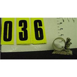 Silver napkin holder, dog