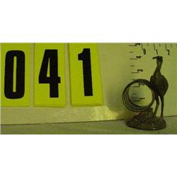 Silver napkin holder, crane w/fish in mouth