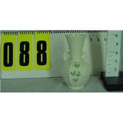 6" Belleek shamrock panel vase, small