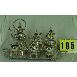 7 pc silver tea/coffee service set, "B.S.C"