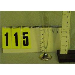 9" sterling silver etched bud vase