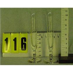 2 - 11" Sterling silver/cut glass bud vases