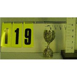 Ornate bride/groom silver wedding cup