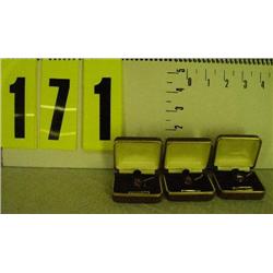 3-Pegasus tie tacks (black) w/ruby, in box