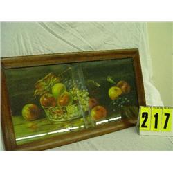 Fruit in glass bowl picture, apples/grapes