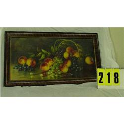 Fruit in basket picture, peaches/grapes