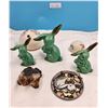 Image 1 : Two Painted Pony Pieces with Three Green Bunny Ornaments #1509  #8158