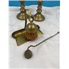 Image 3 : Two 10" Brass Candlesticks w/ Brass Table Crumb Catcher
